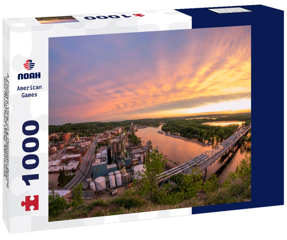 Noah Jigsaw Puzzle A Fisheye View of a Dramatic Spring Sunset over the Mississippi River and Rural Red Wing, Minnesota 1000 pieces