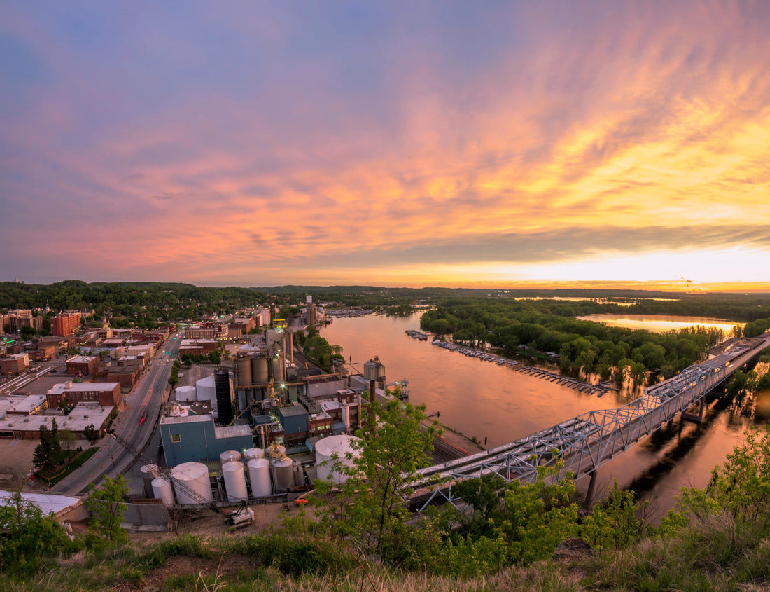 Noah Jigsaw Puzzle A Fisheye View of a Dramatic Spring Sunset over the Mississippi River and Rural Red Wing, Minnesota 1000 pieces
