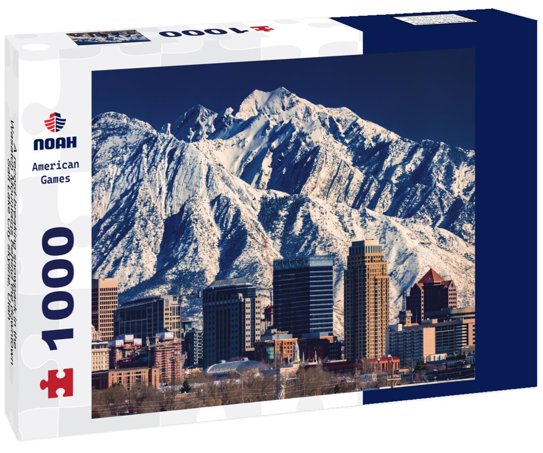 Noah Jigsaw Puzzle A record-breaking snowpack in the Wasatch Mountains behind the downtown Salt Lake City skyline, Utah 1000 pieces