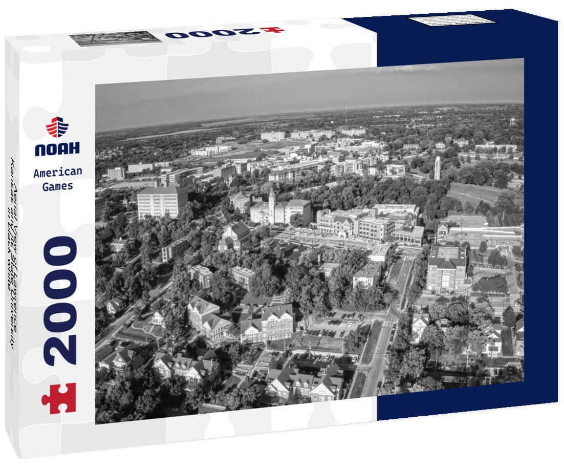 Aerial View of Lawrence, Kansas and its State University 2000pc PuzzleBlack and White
