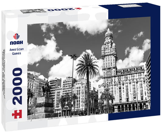 Noah Jigsaw Puzzle Salvo Palace, an emblem of Montevideo, the capital of Uruguay in black white 2000 pieces