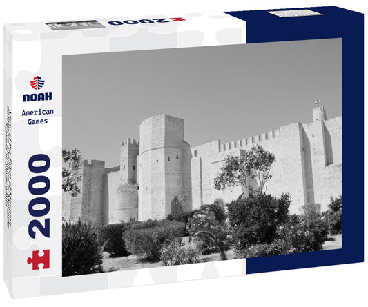 Noah Jigsaw Puzzle View of the Ribat of Monastir, defensive structure in Monastir, Tunisia in black white 2000 pieces