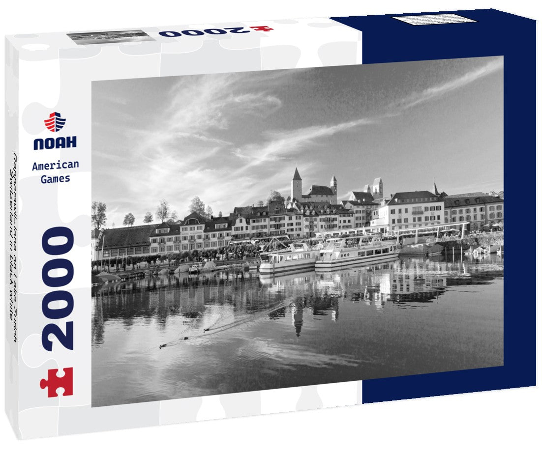 Noah Jigsaw Puzzle Rapperswil-Jona on Lake Zurich, Switzerland in black white 2000 pieces