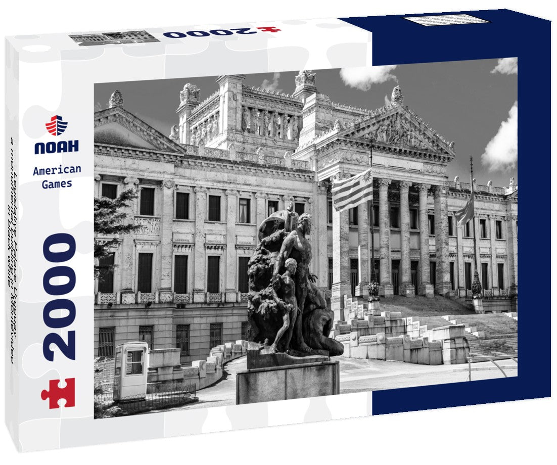 Noah Jigsaw Puzzle Legislative Palace Uruguay, a monumental building in Montevideo in black white 2000 pieces