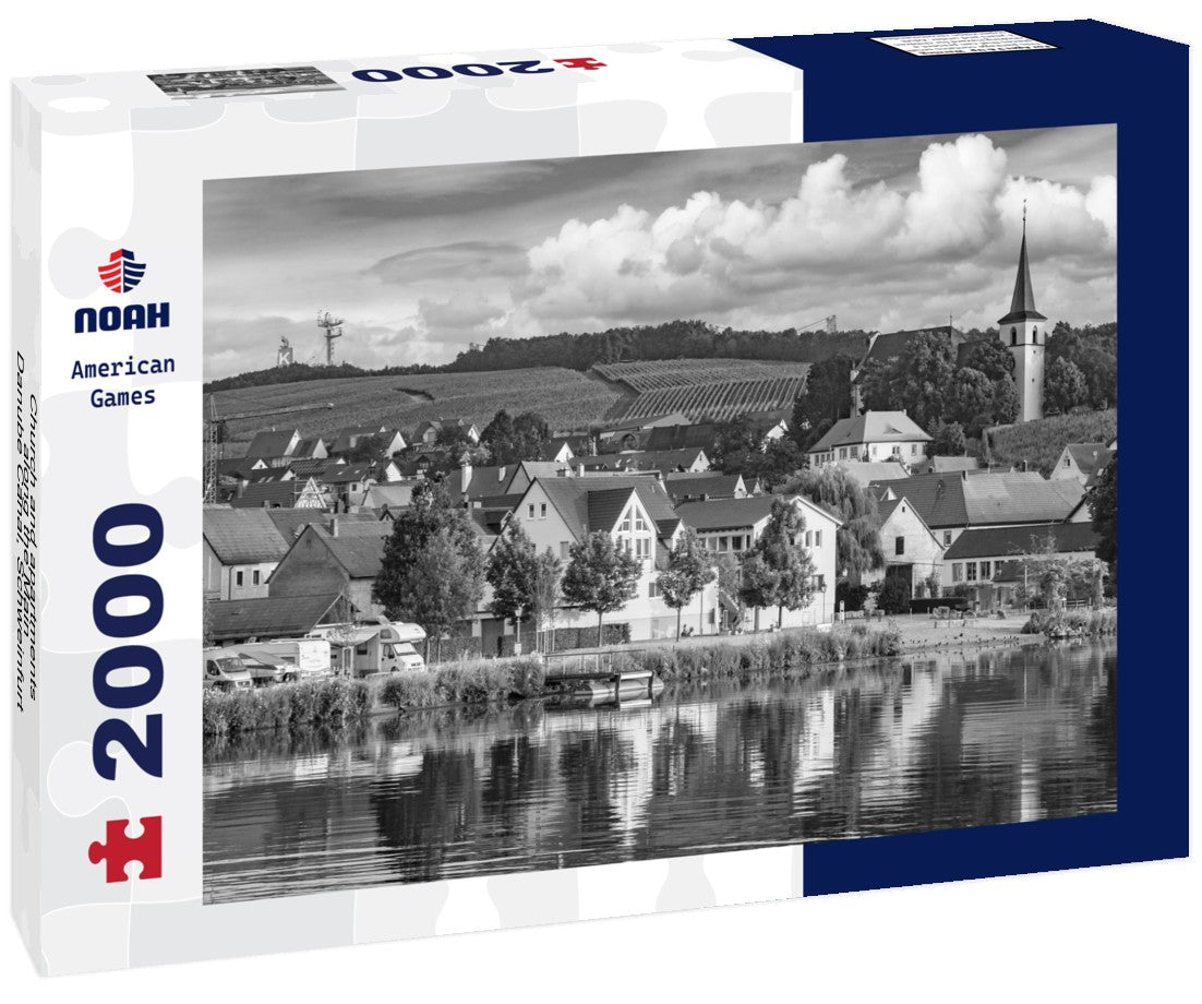 Church and apartments along the Main-Danube Canal, Schweinfurt, Germany 2000pc PuzzleBlack and White