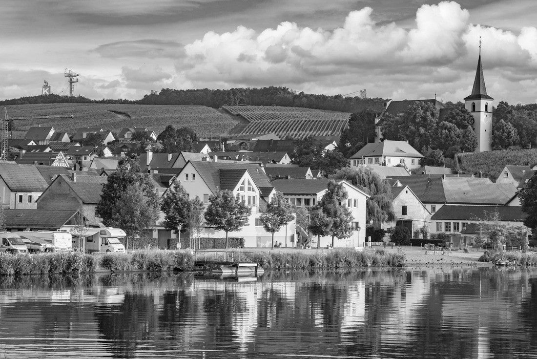 Church and apartments along the Main-Danube Canal, Schweinfurt, Germany 2000pc PuzzleBlack and White