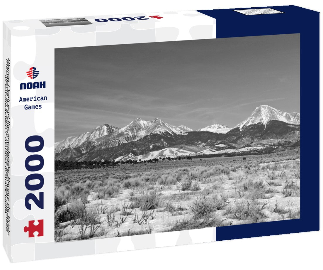 Blanca Peak and the spectacular Sangre de Cristo mountains on a sunny winter's day near Alamosa, in southeastern Colorado 2000pc PuzzleBlack and White