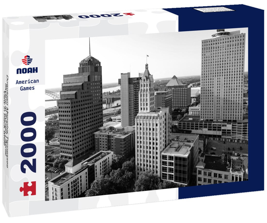Downtown Memphis Tennessee Skyline at Sunset | Aerial View 2000pc PuzzleBlack and White