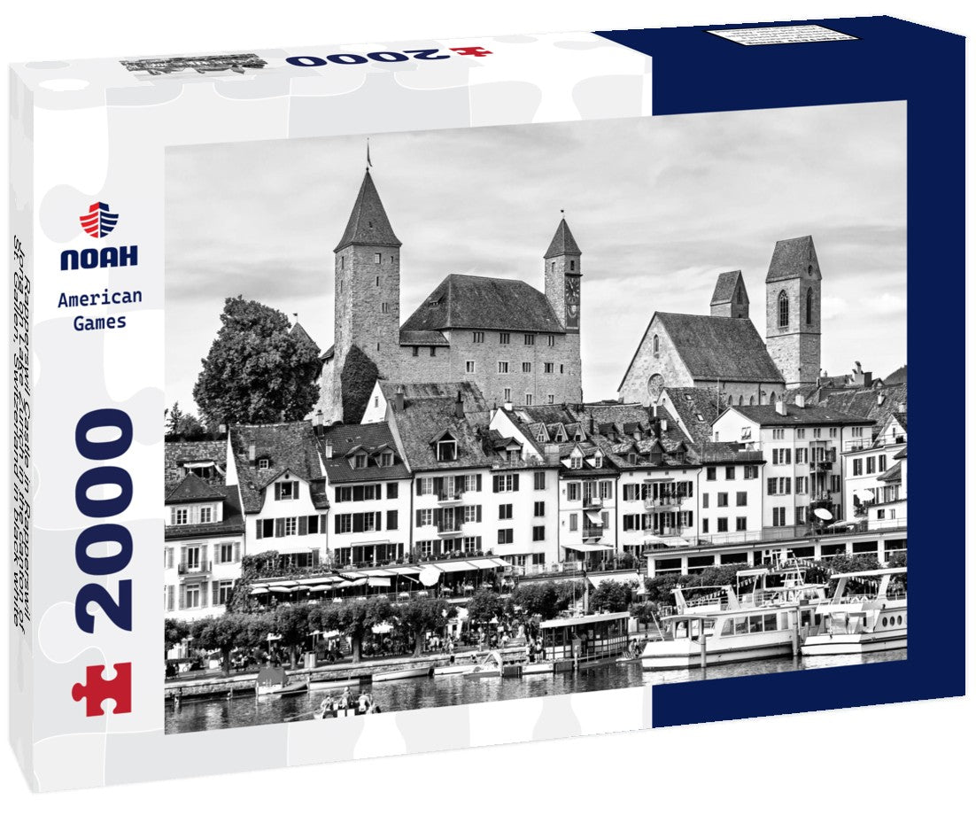 Noah Jigsaw Puzzle Rapperswil Castle in Rapperswil-Jona on Lake Zurich in the canton of St. Gallen, Switzerland in black white 2000 pieces
