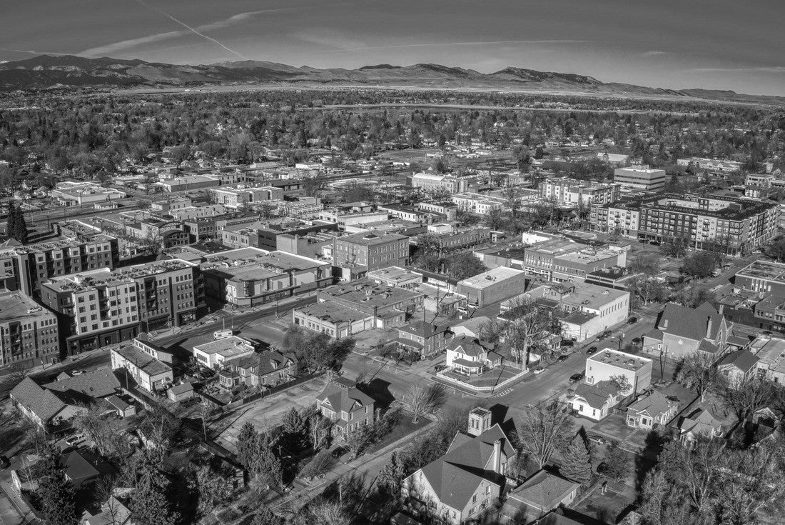 Aerial View of Downtown Loveland, Colorado in Winter 2000pc PuzzleBlack and White