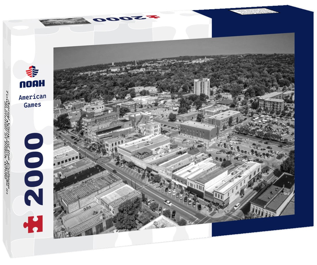Aerial View of the College Town of Manhattan, Kansas in Summer 2000pc PuzzleBlack and White