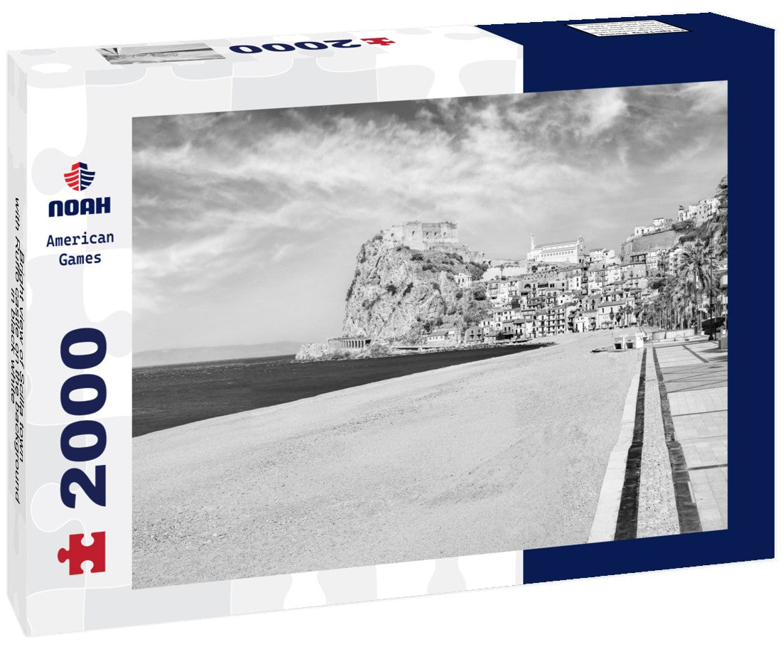 Bright view of Scilla town with Ruffo castle on the background 2000pc PuzzleBlack and White