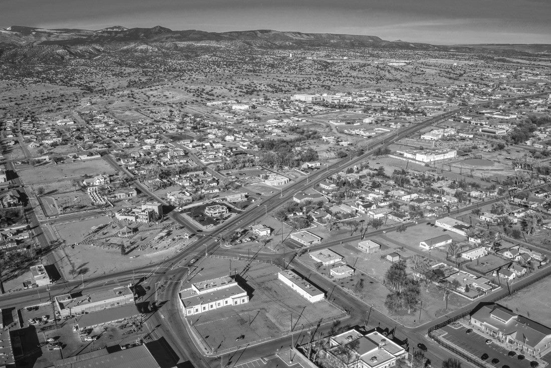 Aerial view of Espanola, New Mexico in winter 2000pc PuzzleBlack and White