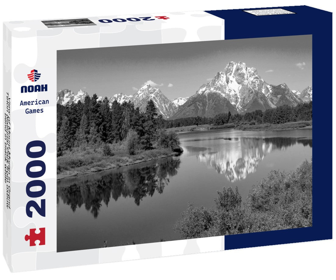 Noah Jigsaw Puzzle View of Mount Moran in Grand Teton National Park from oxbow bend in black white 2000 pieces