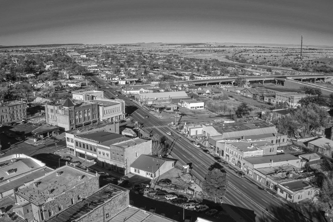 Aerial view of the city of Las Vegas, New Mexico in winter 2000pc PuzzleBlack and White