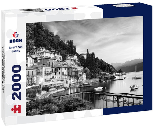 Noah Jigsaw Puzzle Old town of Varenna - picturesque sunset on Lake Como, Italy in black white 2000 pieces