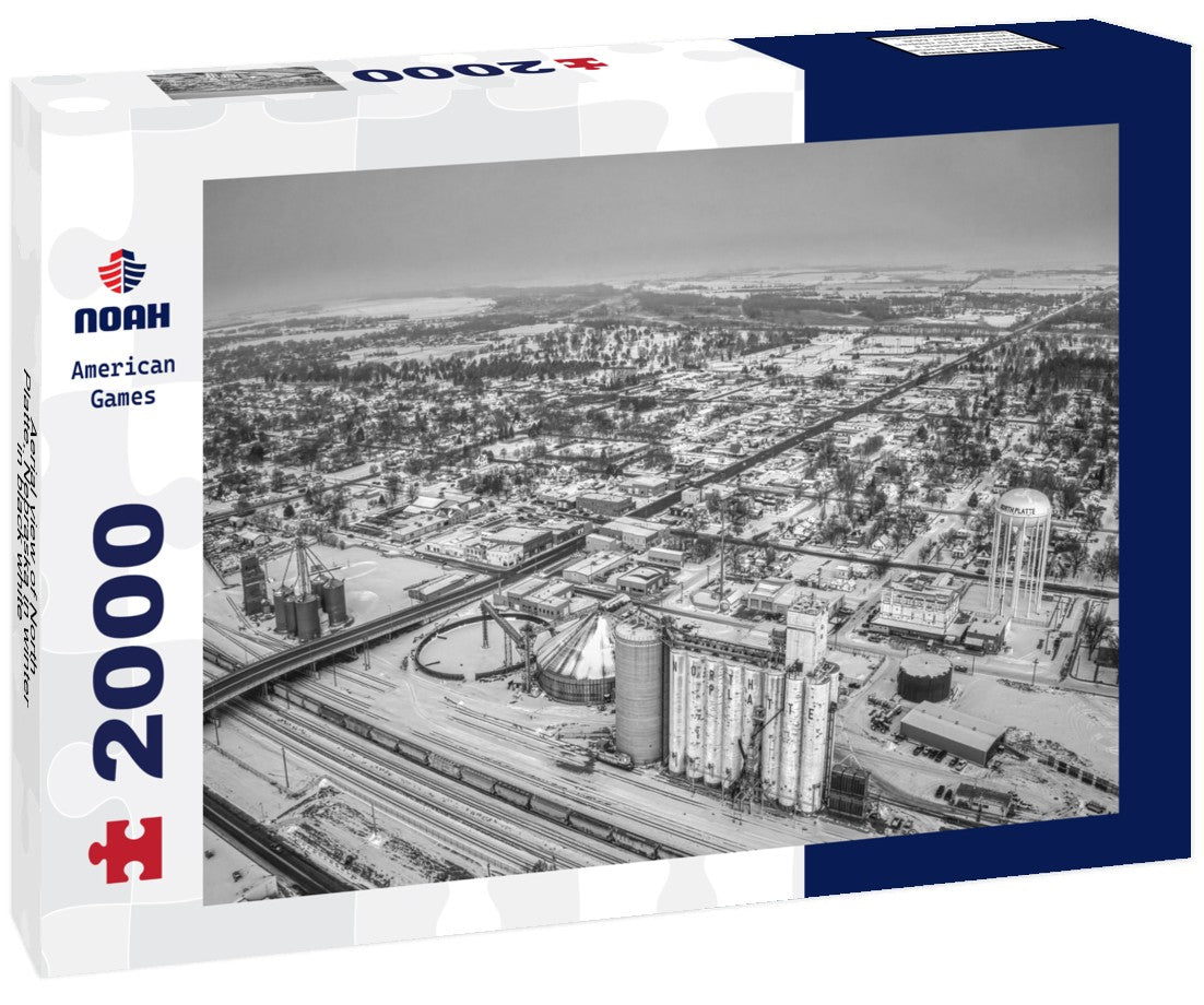 Aerial view of North Platte, Nebraska in winter 2000pc PuzzleBlack and White