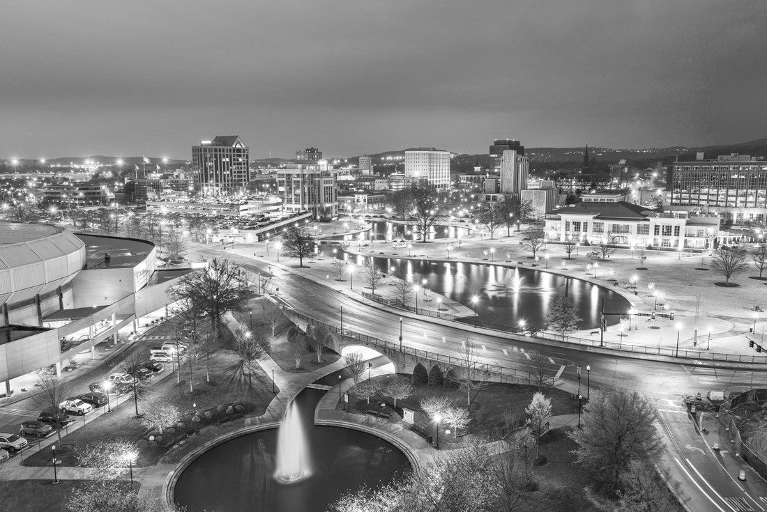 Huntsville, Alabama, USA park and downtown cityscape at dusk 2000pc PuzzleBlack and White