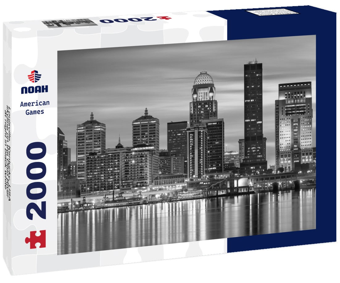 Louisville, Kentucky, USA skyline on the Ohio River at night 2000pc PuzzleBlack and White