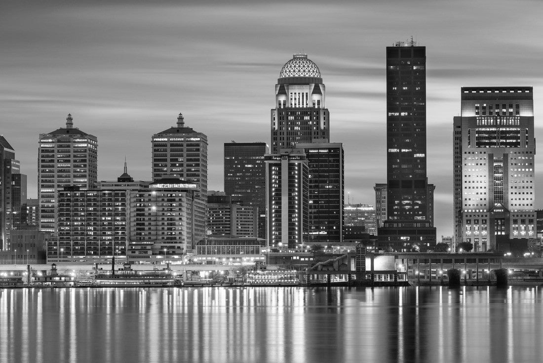 Louisville, Kentucky, USA skyline on the Ohio River at night 2000pc PuzzleBlack and White