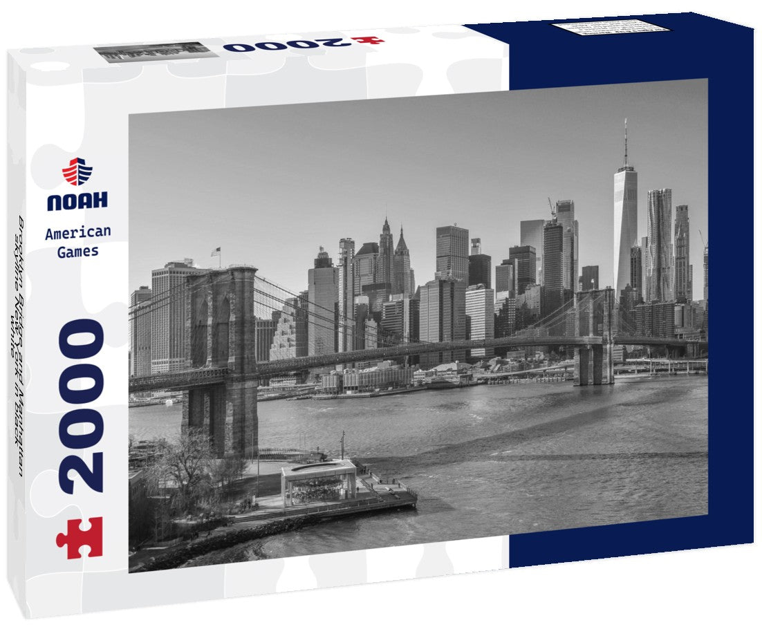 Noah Jigsaw Puzzle Brooklyn Bridge and Manhattan skyline New York in black white 2000 pieces