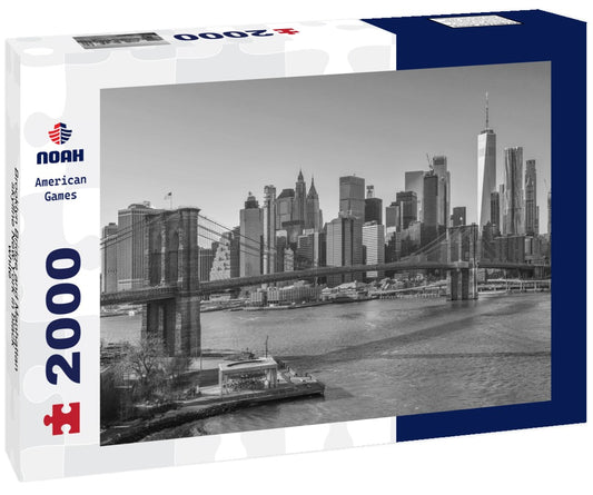 Noah Jigsaw Puzzle Brooklyn Bridge and Manhattan skyline New York in black white 2000 pieces