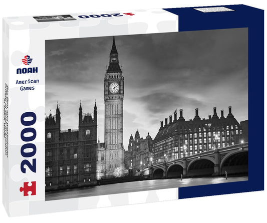 Noah Jigsaw Puzzle Big Ben and westminster bridge at dusk in London in black white 2000 pieces