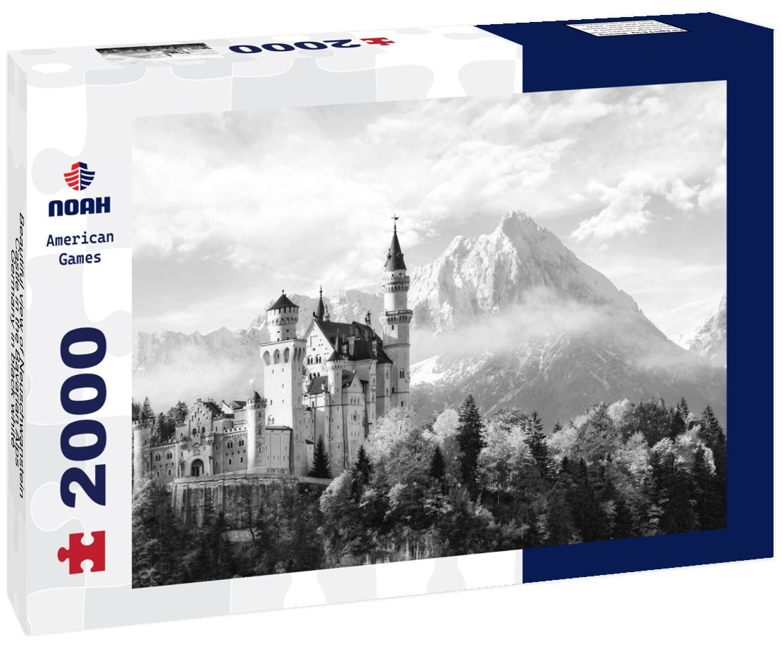 Beautiful view of Neuschwanstein Castle in the Bavarian Alps, Germany 2000pc PuzzleBlack and White
