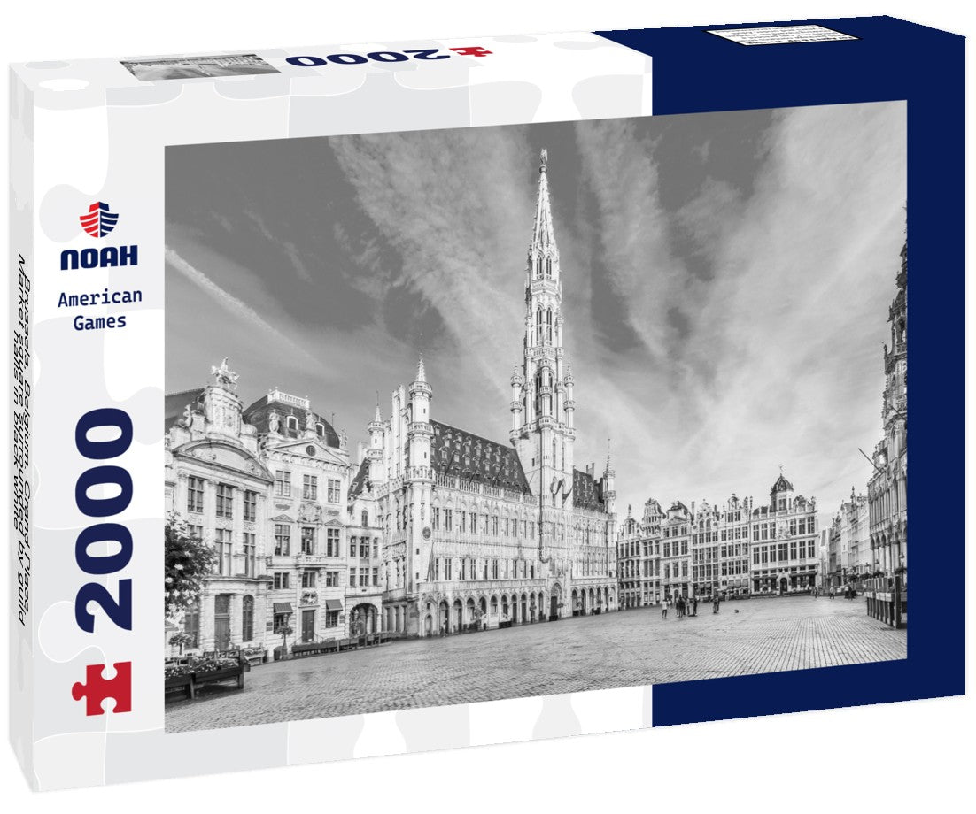 Noah Jigsaw Puzzle Brussels, Belgium. Grand Place. Market square surrounded by guild halls in black white 2000 pieces