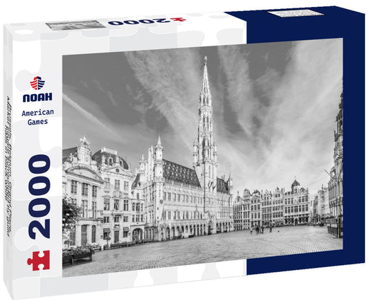 Noah Jigsaw Puzzle Brussels, Belgium. Grand Place. Market square surrounded by guild halls in black white 2000 pieces