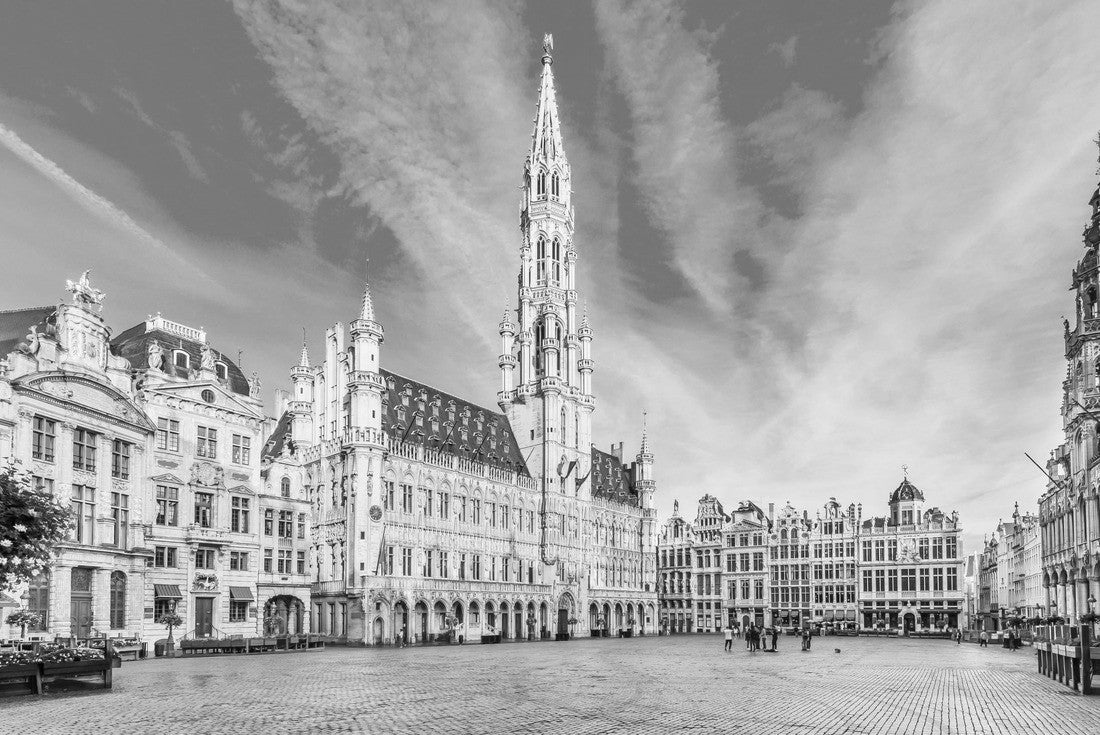 Noah Jigsaw Puzzle Brussels, Belgium. Grand Place. Market square surrounded by guild halls in black white 2000 pieces