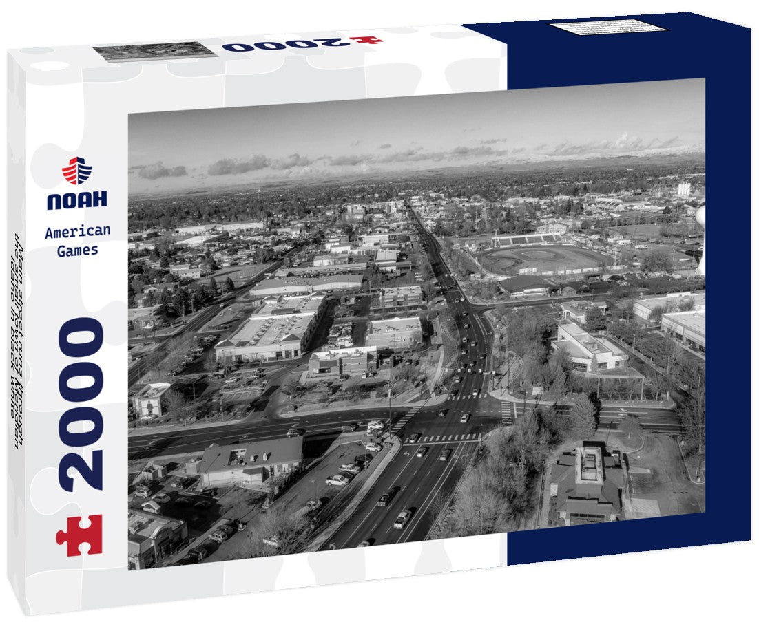Main street runs through the small town of Meridian, Idaho 2000pc PuzzleBlack and White