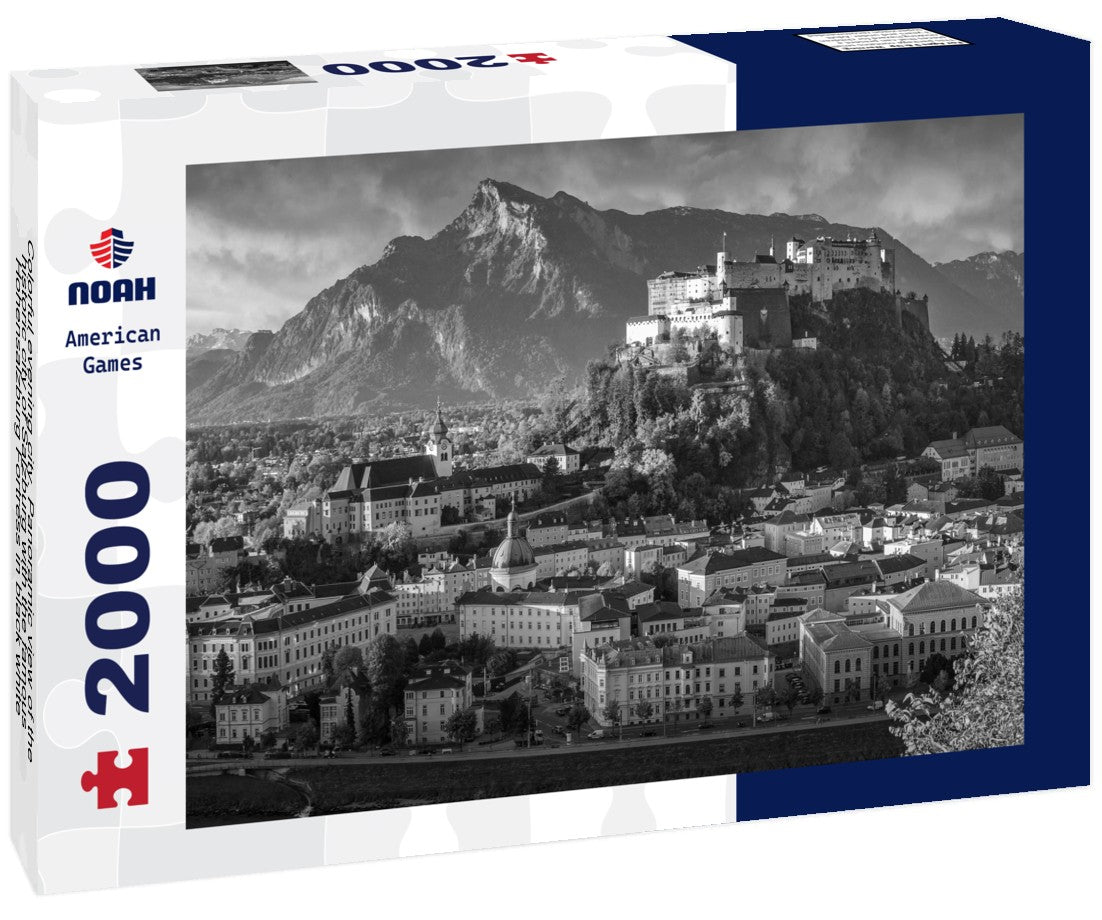 Colorful evening city. the historic city of Salzburg with the famous Hohensalzburg Fortress 2000pc PuzzleBlack and White