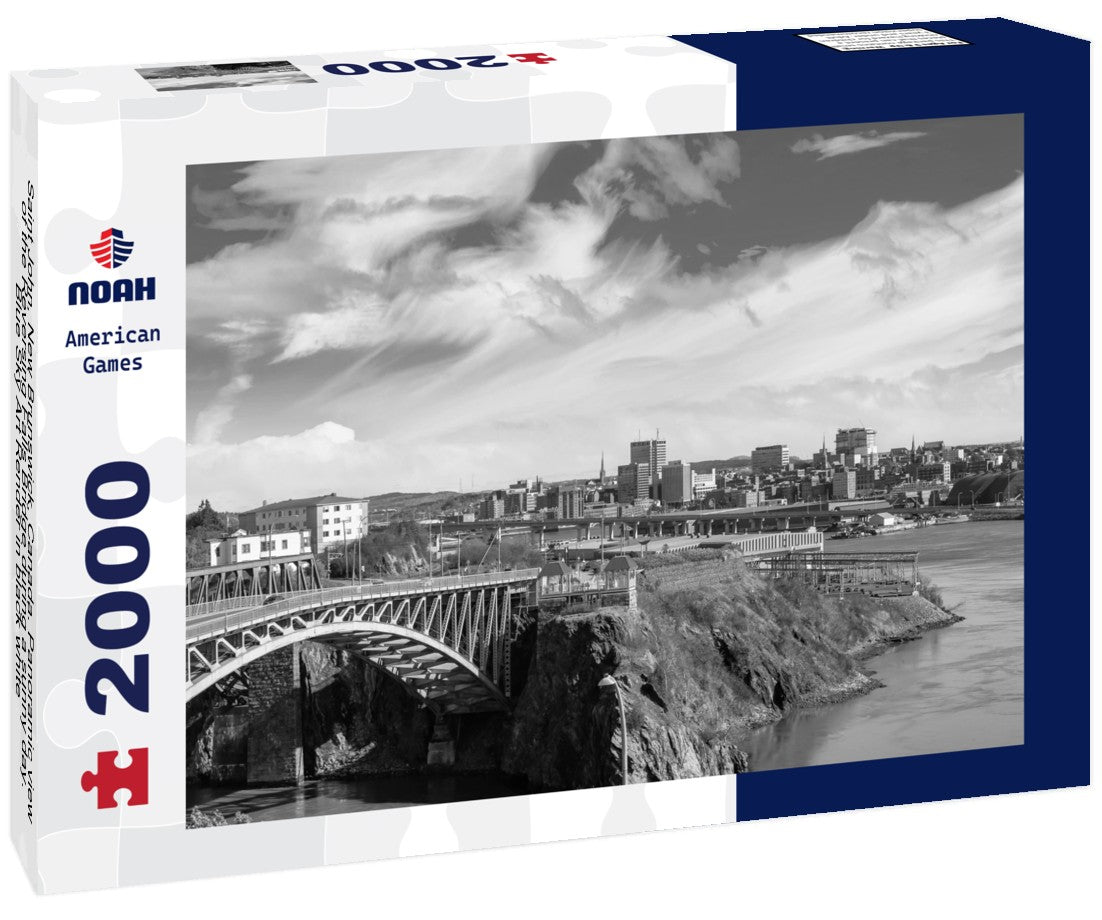 Saint John, New Brunswick, Canada. the Reversing Falls Bridge during a sunny day. Blue Sky Art Render 2000pc PuzzleBlack and White