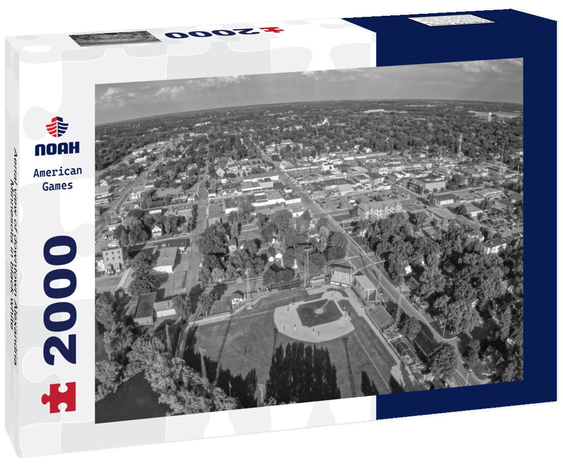 Aerial view of downtown Alexandria, Minnesota 2000pc PuzzleBlack and White