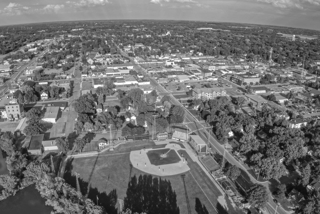 Aerial view of downtown Alexandria, Minnesota 2000pc PuzzleBlack and White