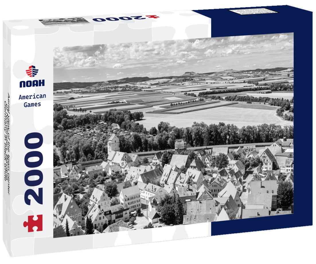 Aerial view of the town center of Nördlingen, Bavaria, Germany 2000pc PuzzleBlack and White