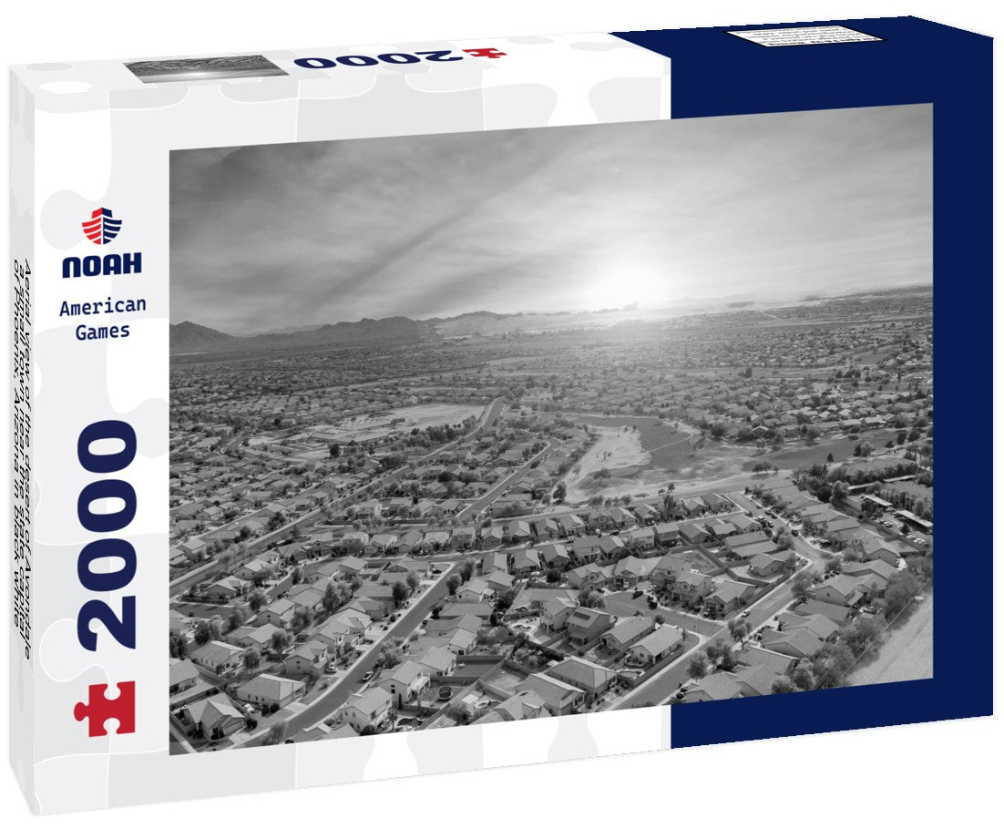 Aerial view of the desert of Avondale, a small town near the state capital of Phoenix, Arizona 2000pc PuzzleBlack and White