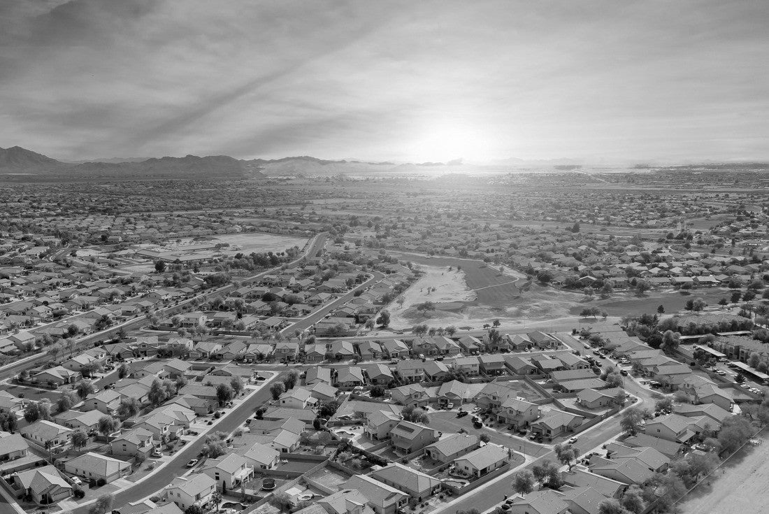 Aerial view of the desert of Avondale, a small town near the state capital of Phoenix, Arizona 2000pc PuzzleBlack and White