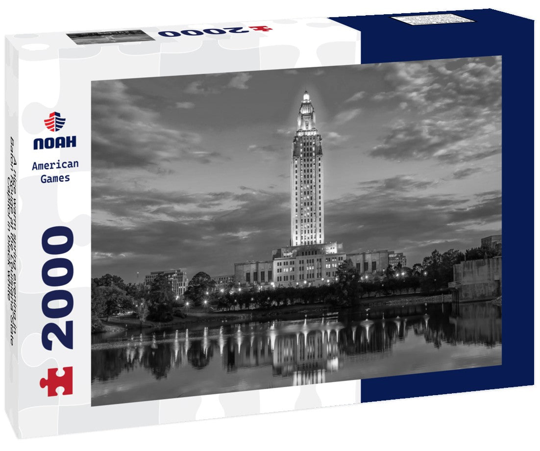A nice warm spring evening in Baton Rouge at the Louisiana State Capitol 2000pc PuzzleBlack and White