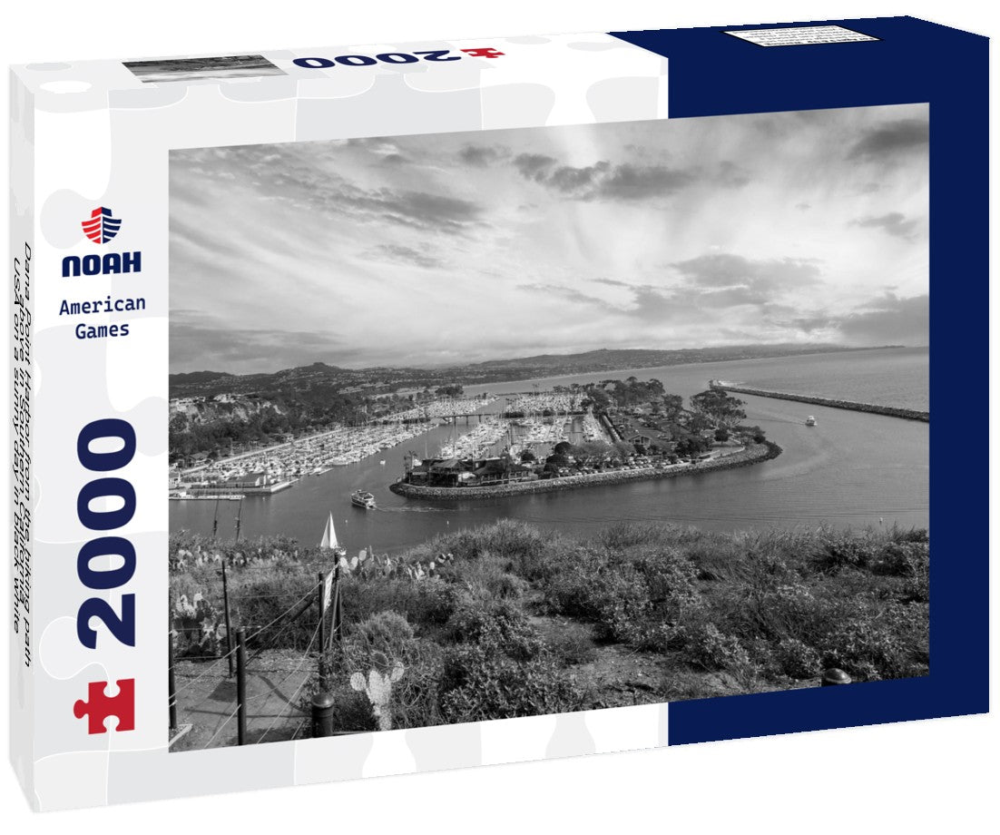 Dana Point Harbor from the hiking path above in Southern California, USA on a sunny day 2000pc PuzzleBlack and White