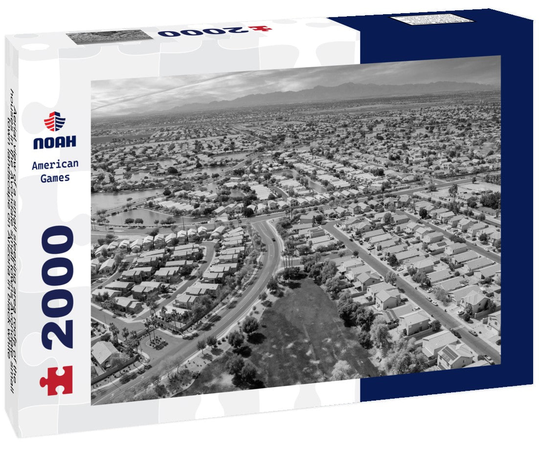 Noah Jigsaw Puzzle Aerial view of a small sleeping area roofs of the houses in the Avondale small towns Avondale small town landscape on Arizona in black white 2000 pieces