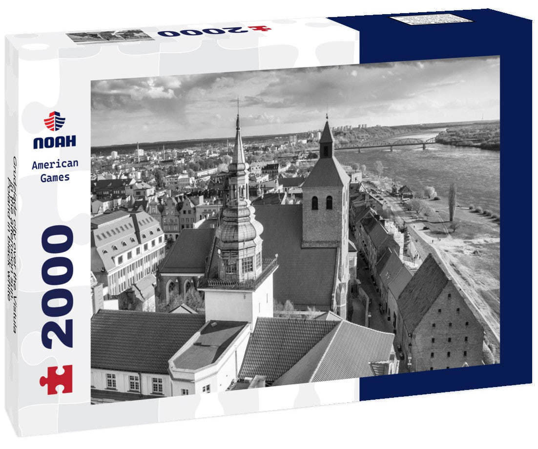 Grudziadz city over the Vistula in the afternoon sun. Poland 2000pc PuzzleBlack and White