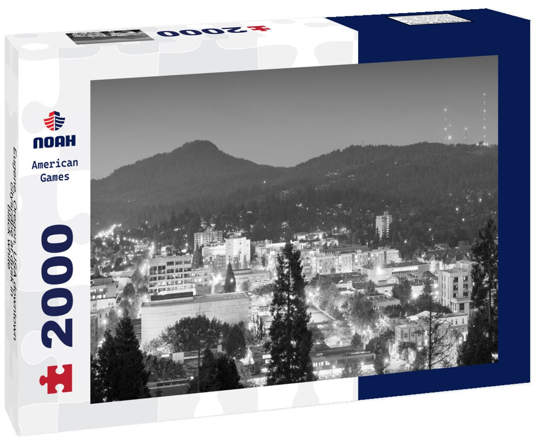 Eugene, Oregon, USA downtown cityscape at dusk 2000pc PuzzleBlack and White