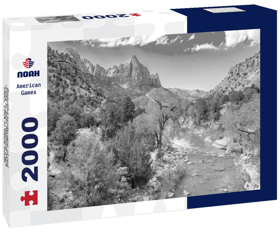 Beautiful landscape of red rocks in Zion National Park, Utah, USA 2000pc PuzzleBlack and White