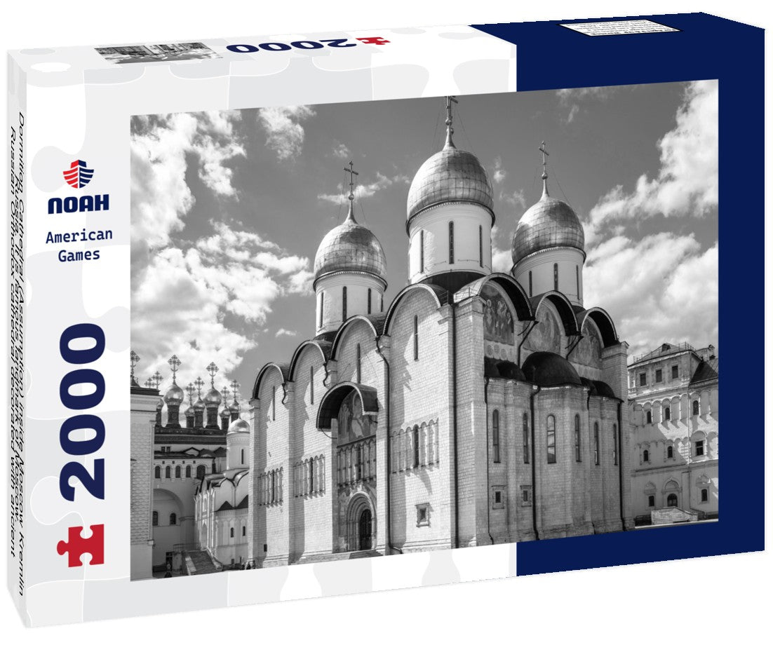 Dormition Cathedral (Assumption) inside Moscow Kremlin, Russia. It is famous landmark of Moscow. Russian Orthodox cathedral decorated with ancient frescoes. Old church in Moscow center in summer 2000pc PuzzleBlack and White