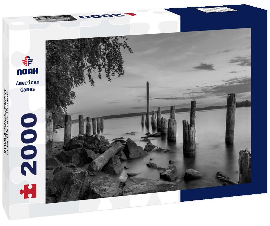 Noah Jigsaw Puzzle View of the old pier in Timra Nature Reserve, Sweden in black white 2000 pieces