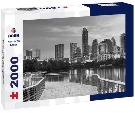 Noah Jigsaw Puzzle Austin, Texas, USA Downtown skyline over the Colorado River at dawn in black white 2000 pieces
