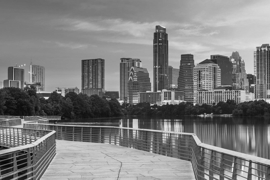 Noah Jigsaw Puzzle Austin, Texas, USA Downtown skyline over the Colorado River at dawn in black white 2000 pieces