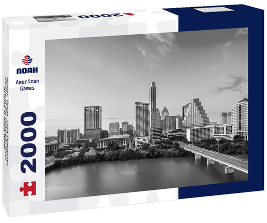 Noah Jigsaw Puzzle Austin, Texas, USA Downtown skyline at the Colorado River at dusk in black white 2000 pieces